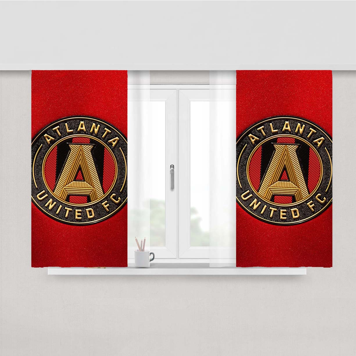 Atlanta United Fc Logo Peach Skin Window Curtains
