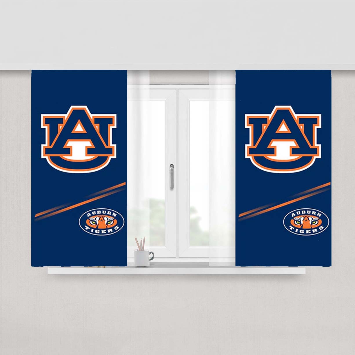 Auburn Tigers Logo 2 Peach Skin Window Curtains