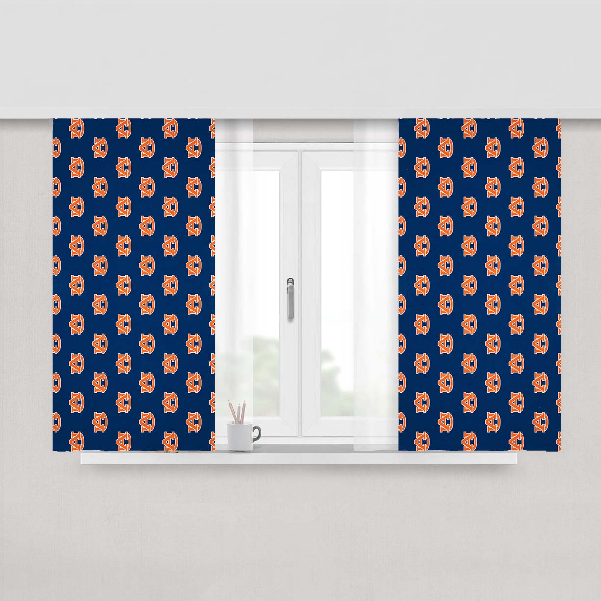 Auburn Tigers Team Pattern Logo Peach Skin Window Curtains