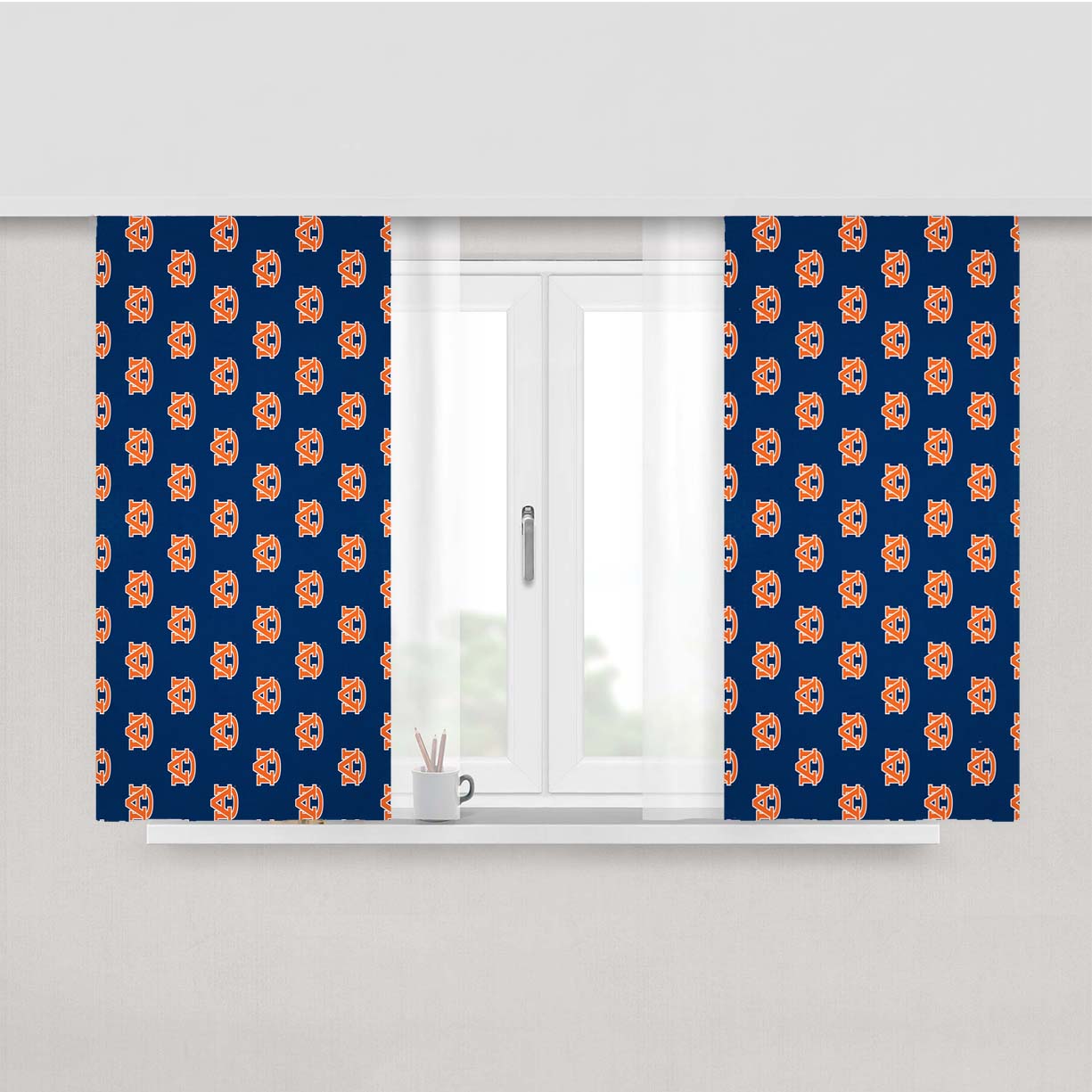 Auburn Tigers Team Pattern Logo Wallpapers Peach Skin Window Curtains