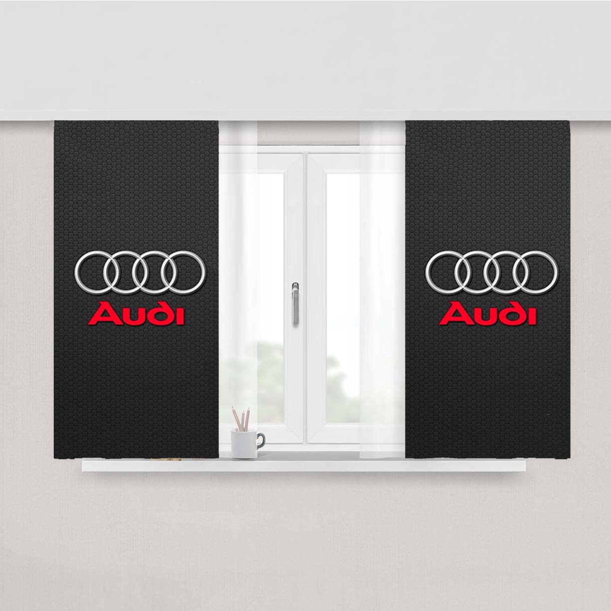 Audi Logo 1 Peach Skin Window Curtains