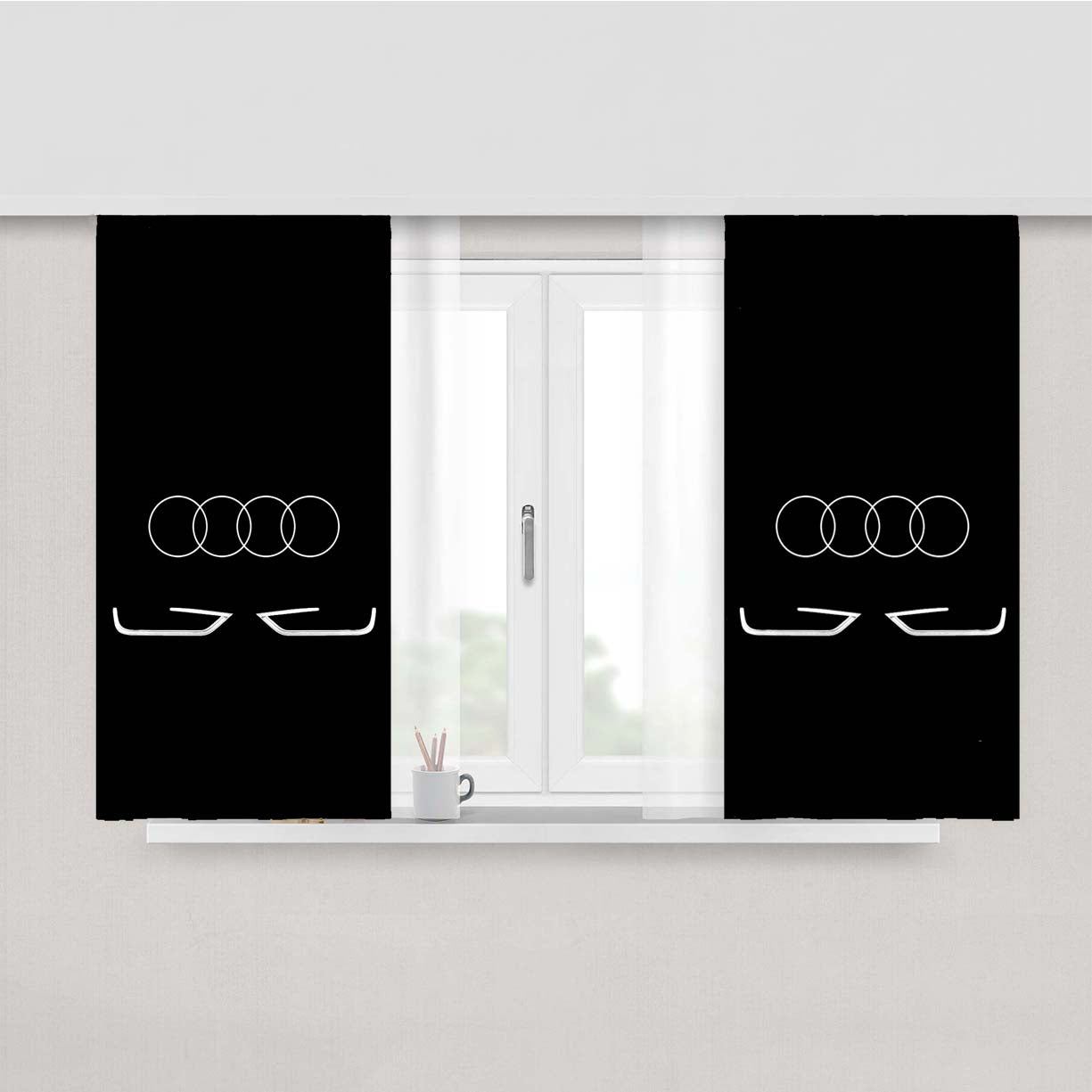 Audi Wallpapers Logo Peach Skin Window Curtains