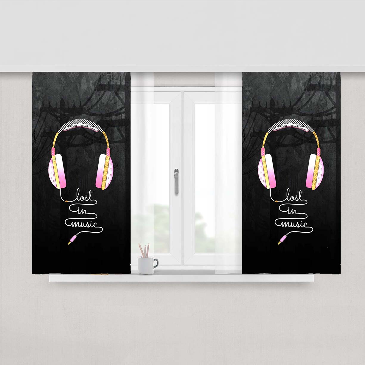 Audifonos Lost In Music Peach Skin Window Curtains