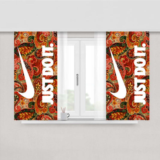 Autumn Paisley Pattern Nike Just Do It Peach Skin Window Curtains
