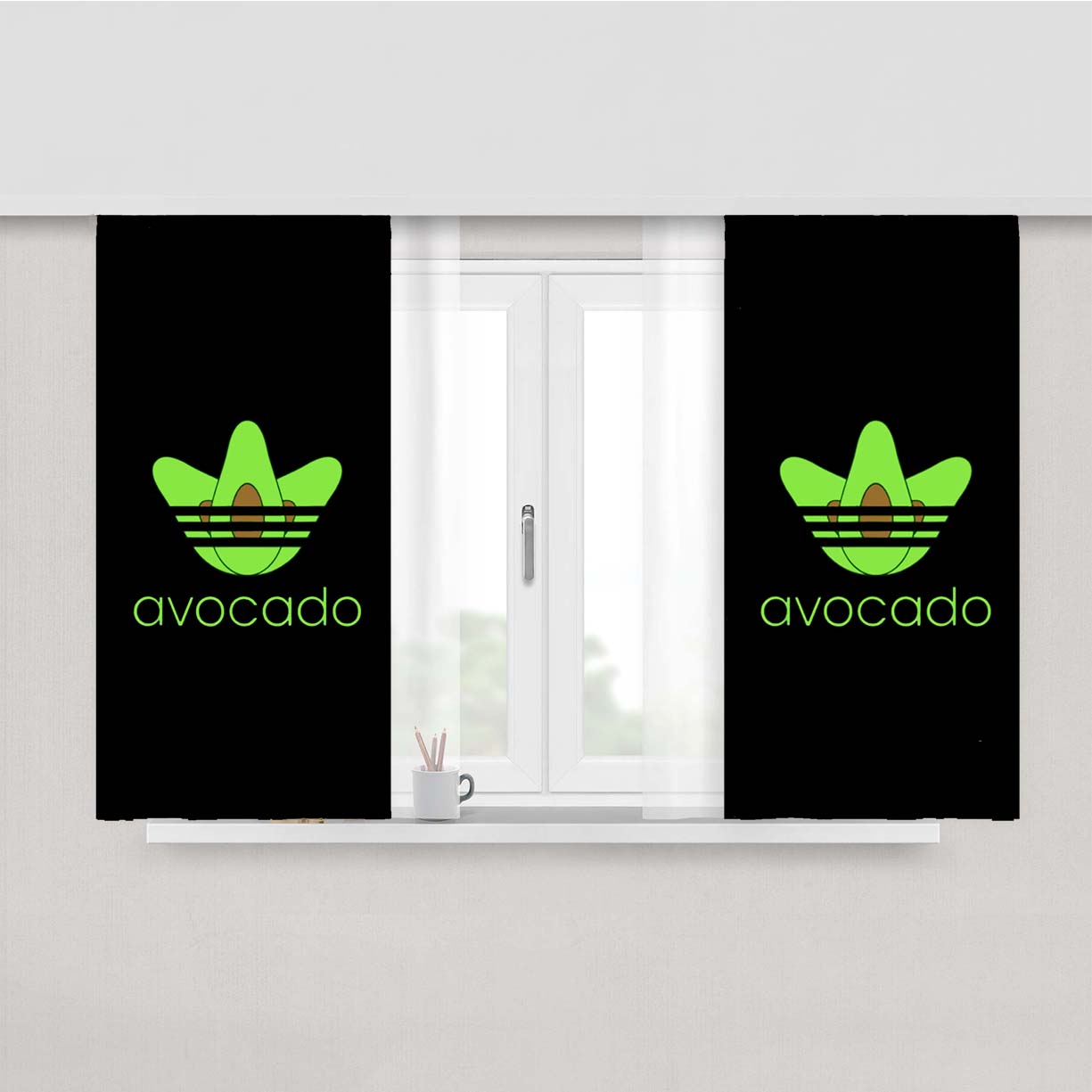 Avocado Funny Pattern Quote Black Peach Skin Window Curtains