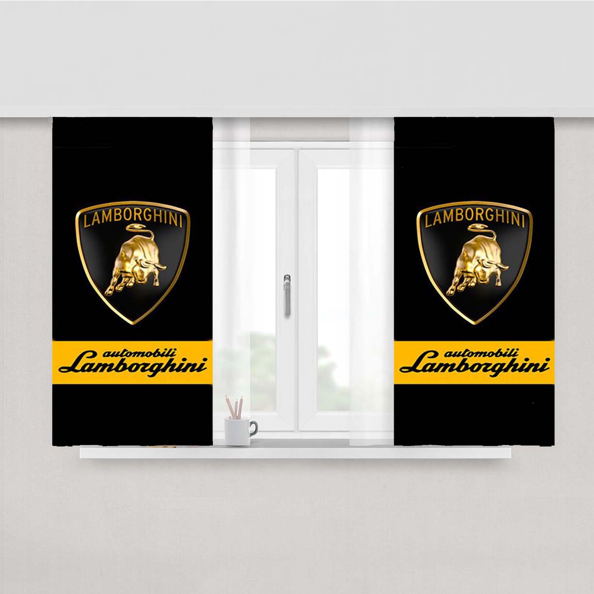 Awesome Lamborghini Logo Peach Skin Window Curtains