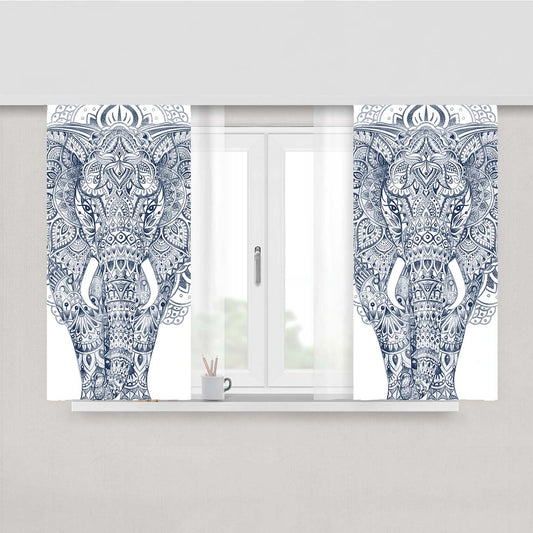 Aztec Elephant Pattern Art Peach Skin Window Curtains