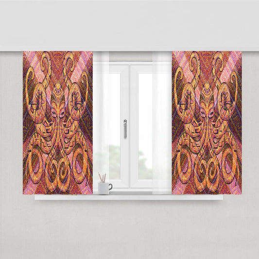 Aztec Octopus Peach Skin Window Curtains
