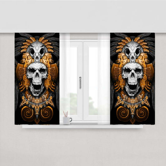 Aztec Skull Peach Skin Window Curtains