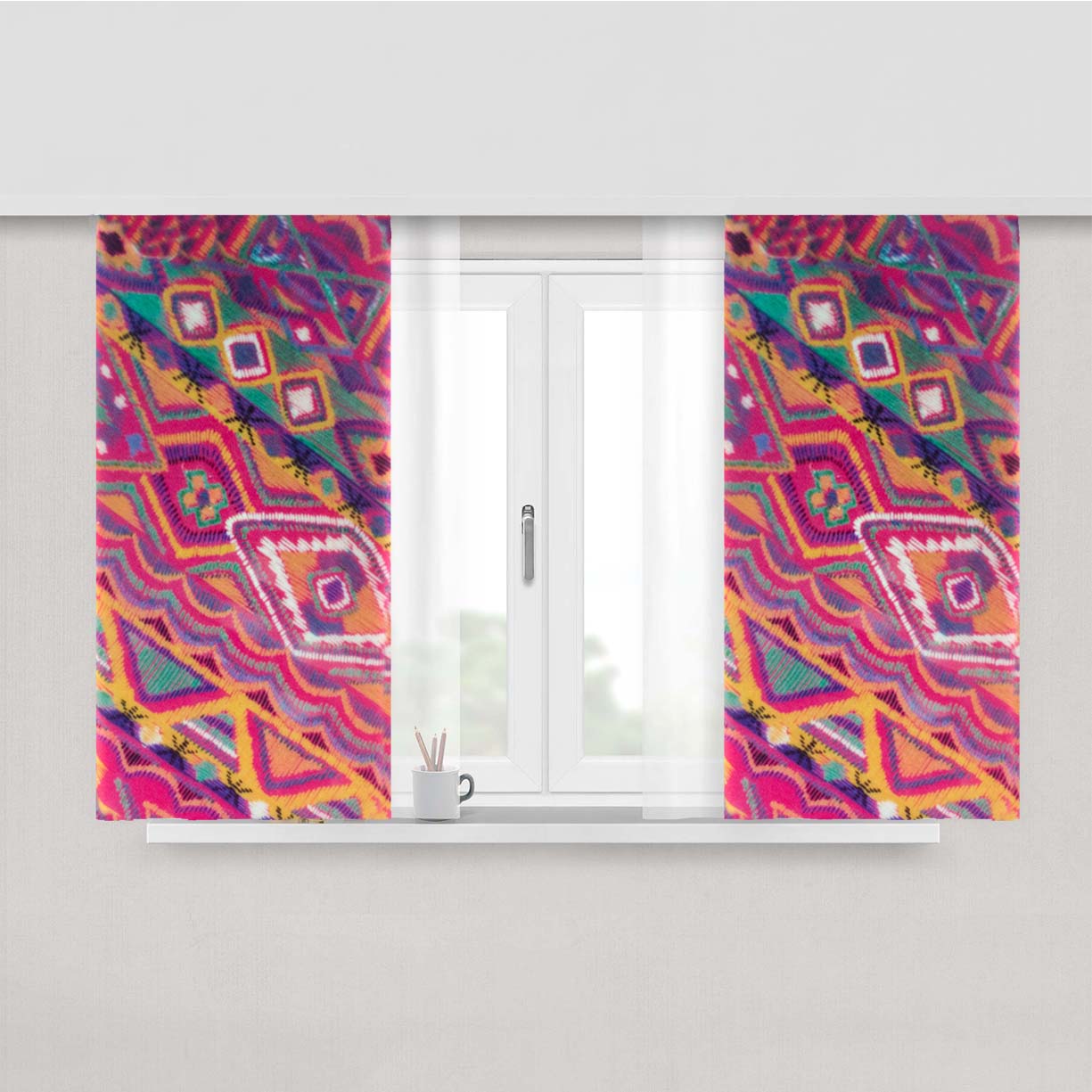 Aztec Tribal Peach Skin Window Curtains