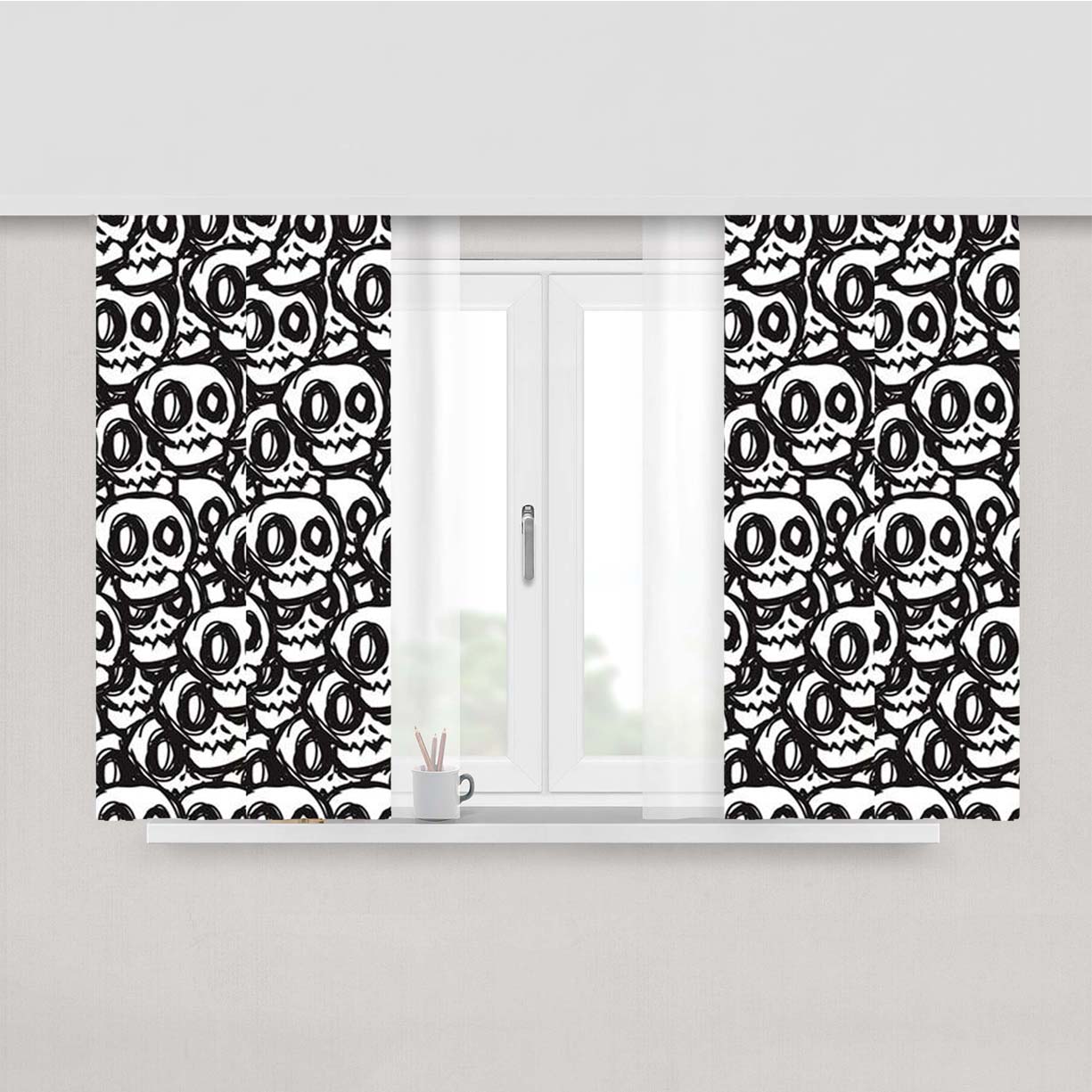 Baby Skull Pattern Peach Skin Window Curtains