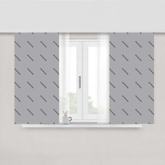 Balenciaga Grey Pattern Peach Skin Window Curtains