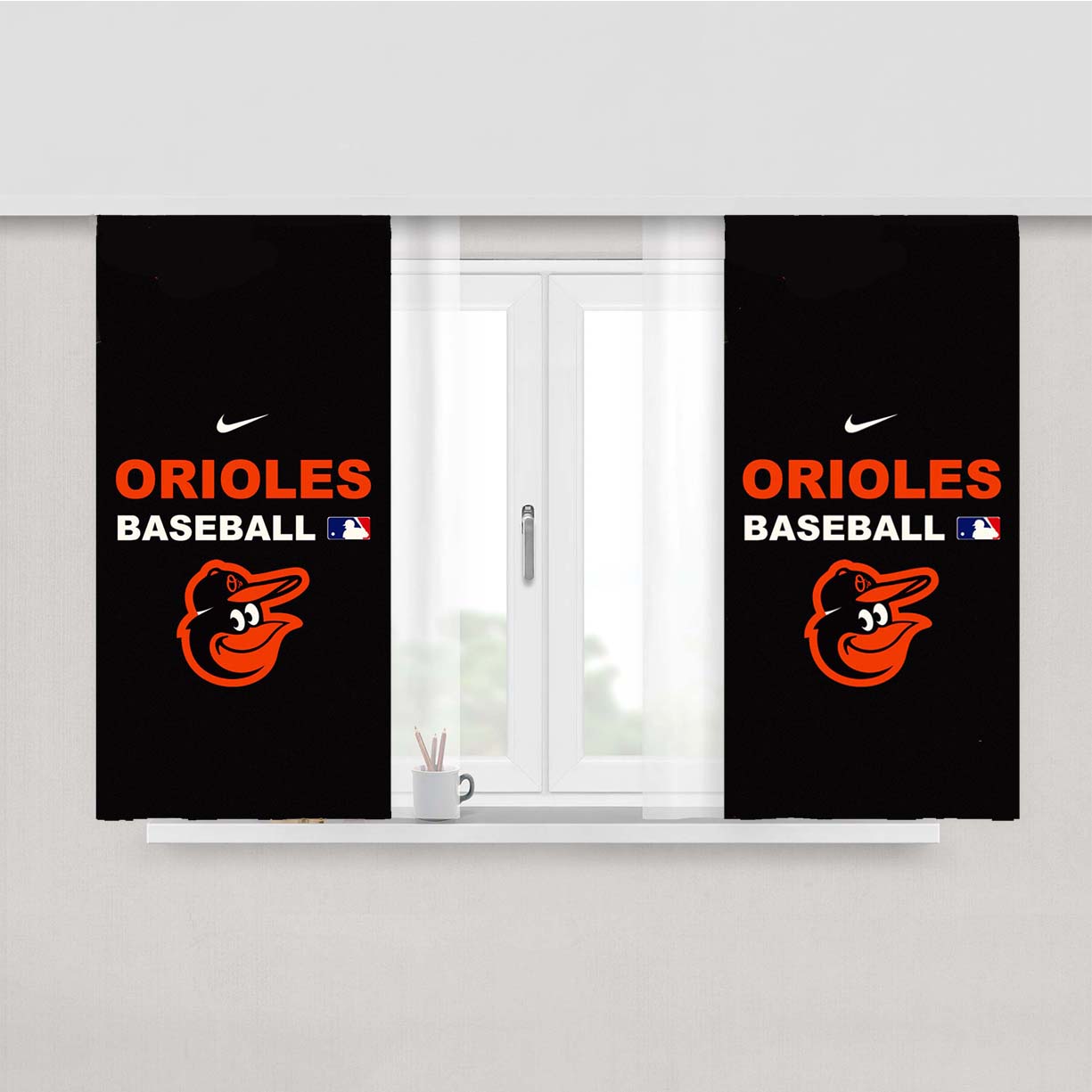 Baltimore Orioles 5 Peach Skin Window Curtains