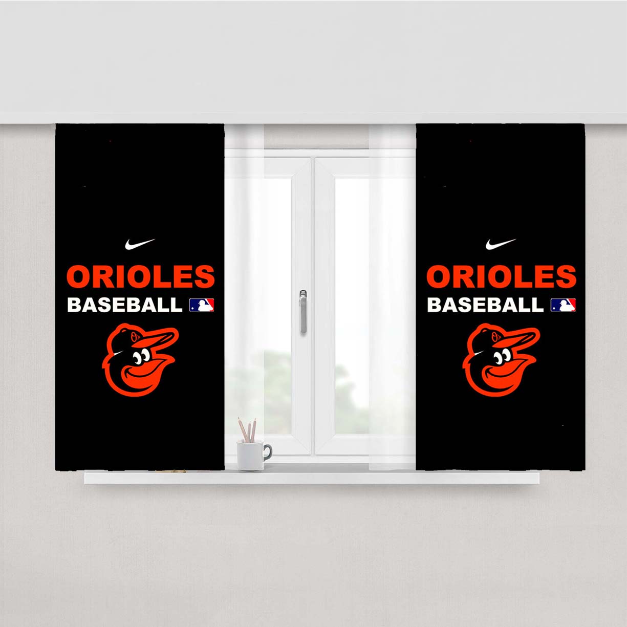 Baltimore Orioles Mlb Peach Skin Window Curtains