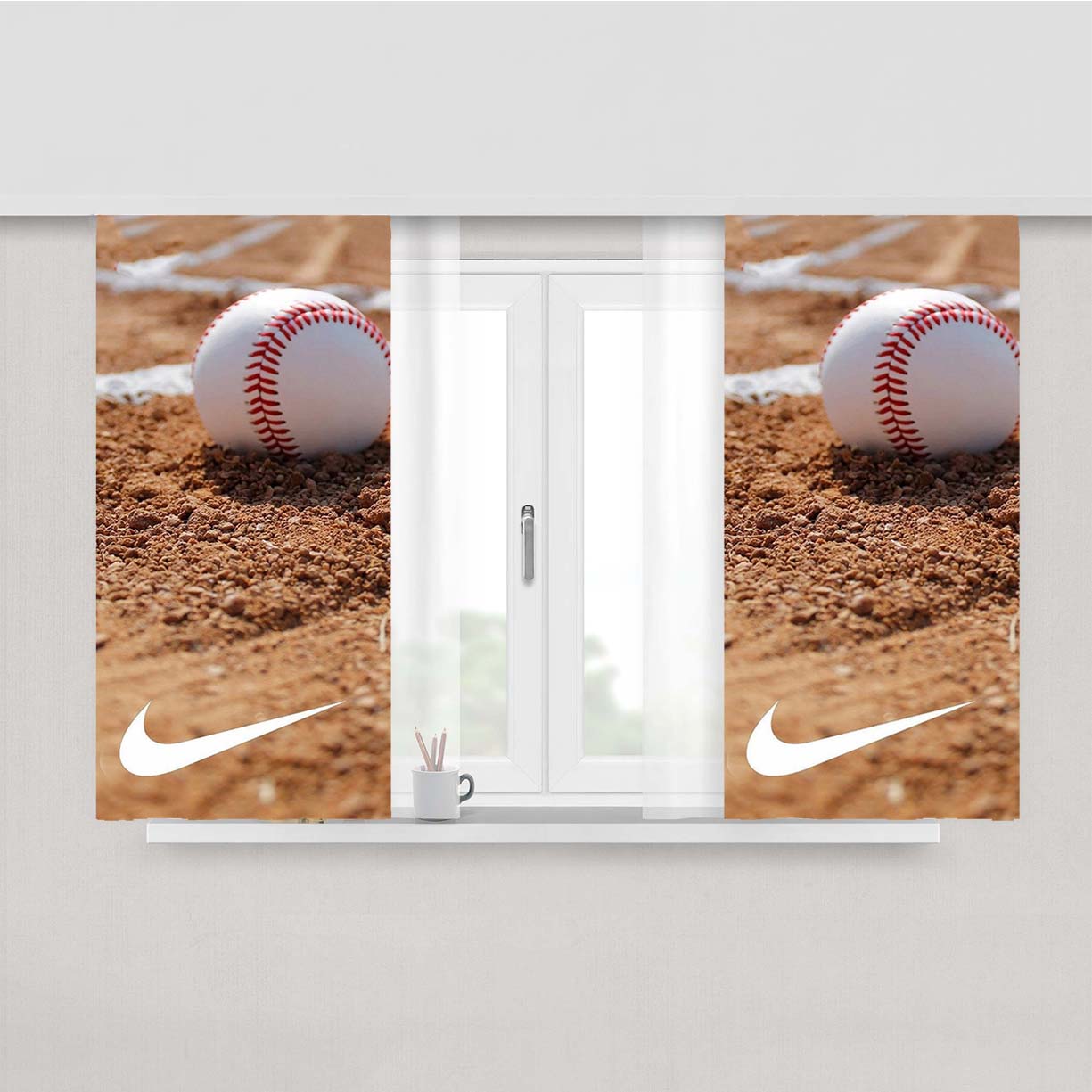 Baseball Field Nike Peach Skin Window Curtains