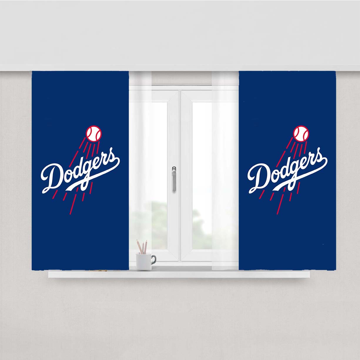 Baseball Team Dodgers Aa Peach Skin Window Curtains