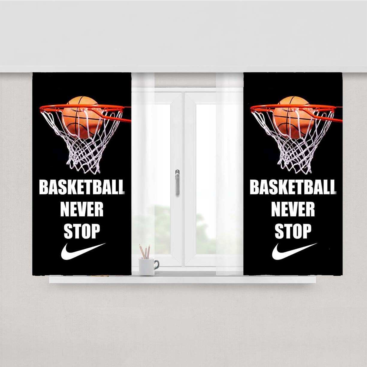 Basketball Never Stop Nike Peach Skin Window Curtains