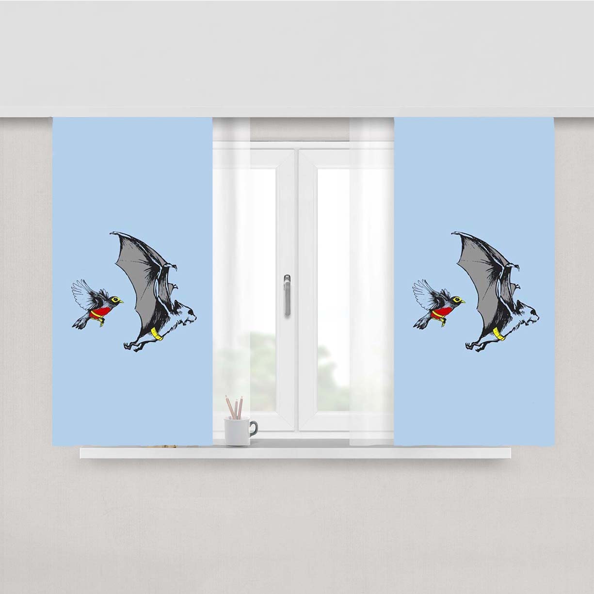 Batman And Robin Animals Peach Skin Window Curtains