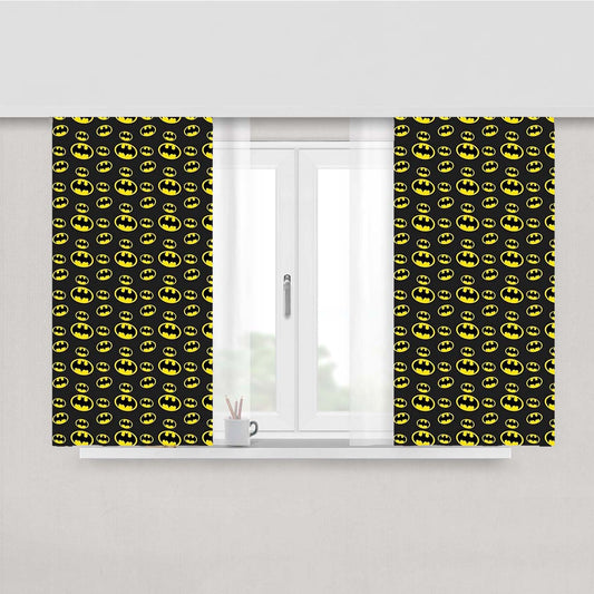 Batman Pattern Logo Peach Skin Window Curtains