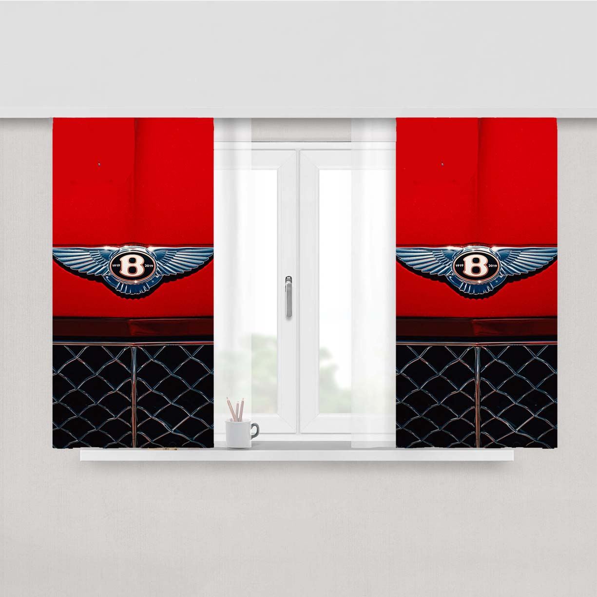 Bentley Car Logo Peach Skin Window Curtains