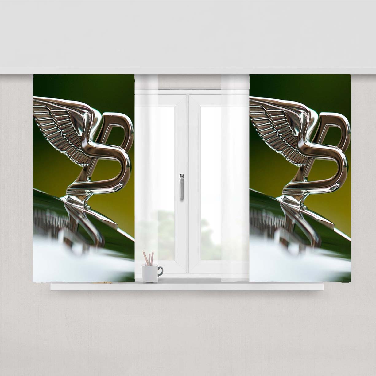 Bentley Emblem Peach Skin Window Curtains