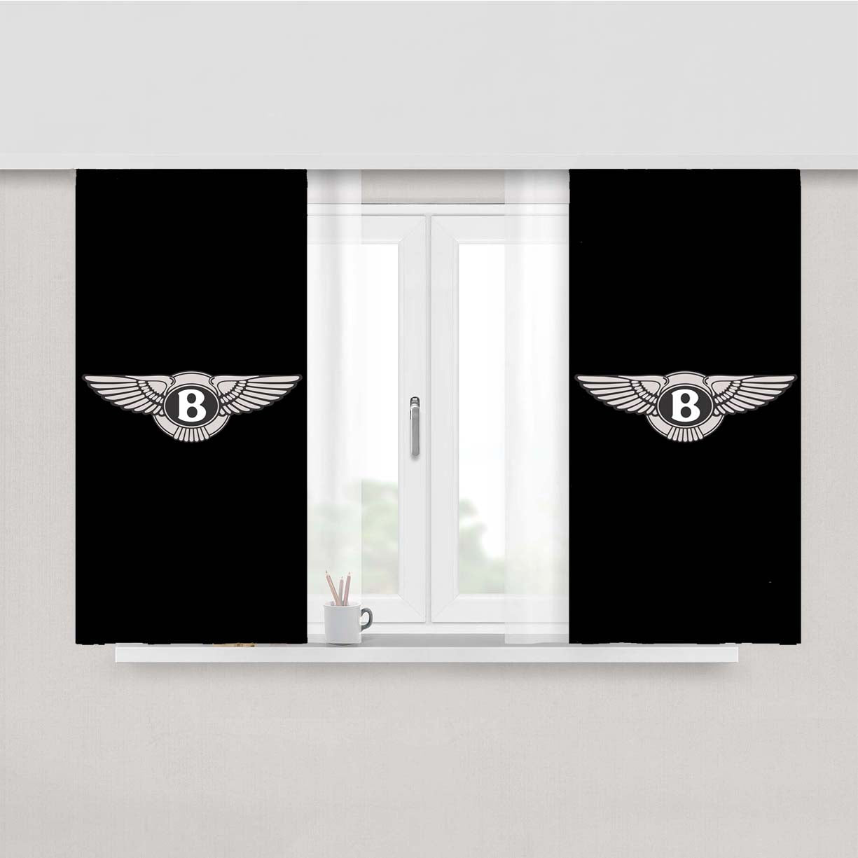 Bentley Logo Peach Skin Window Curtains