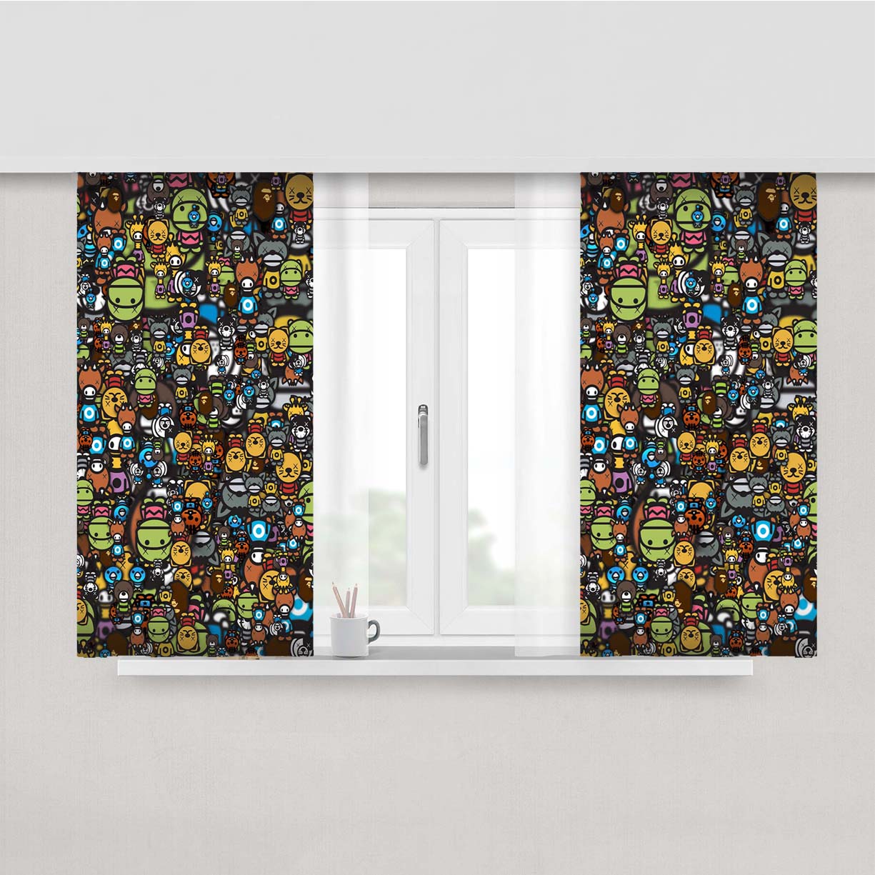 Best Bape Milo Pattern Peach Skin Window Curtains