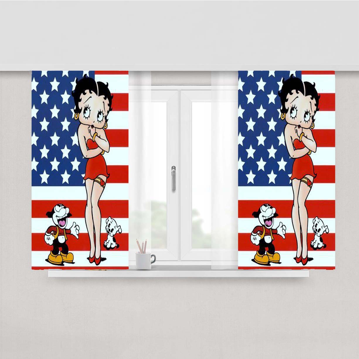Betty Boop 2 Peach Skin Window Curtains