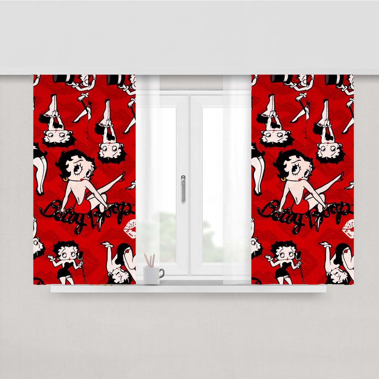 Betty Boop 3 Peach Skin Window Curtains