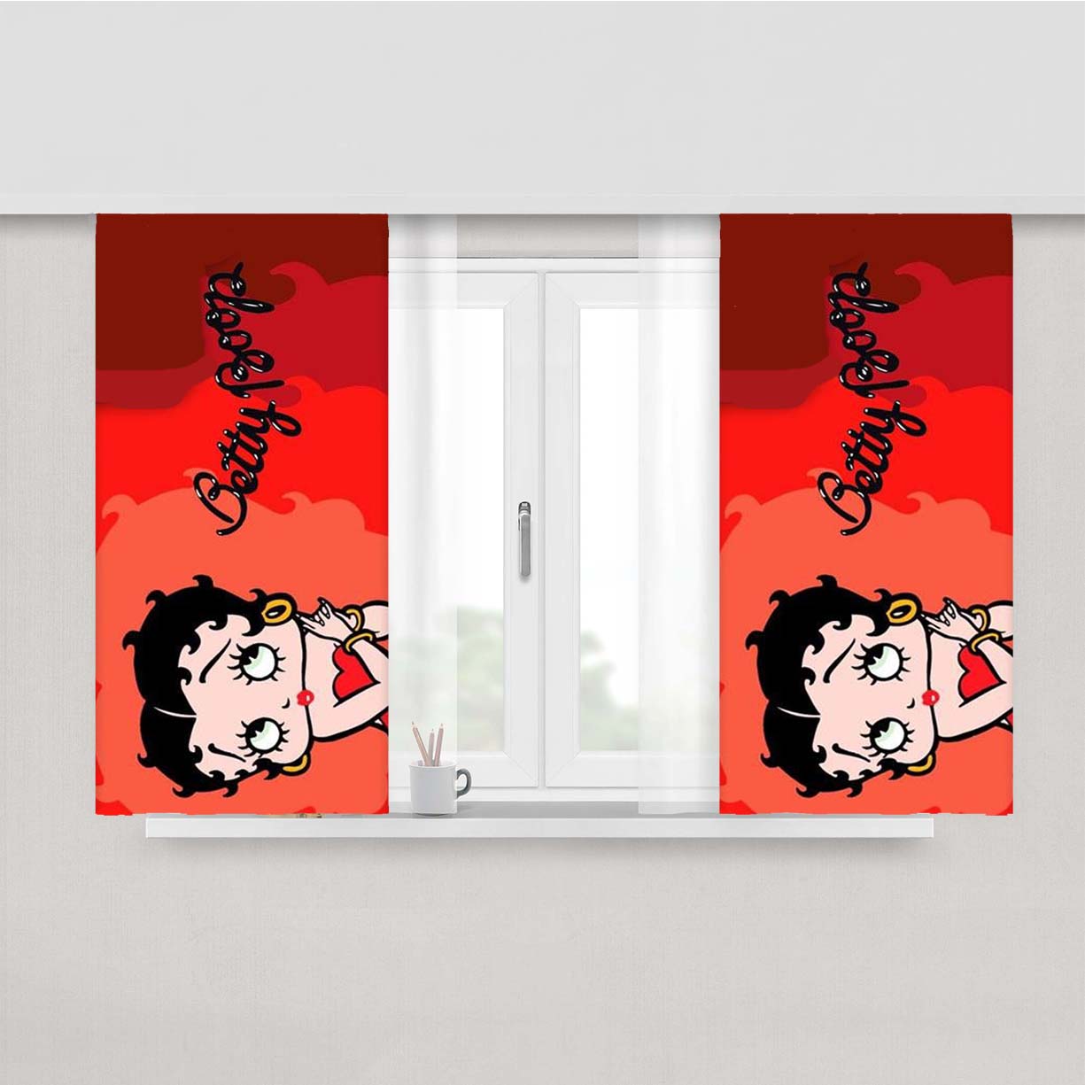 Betty Boop 4 Peach Skin Window Curtains