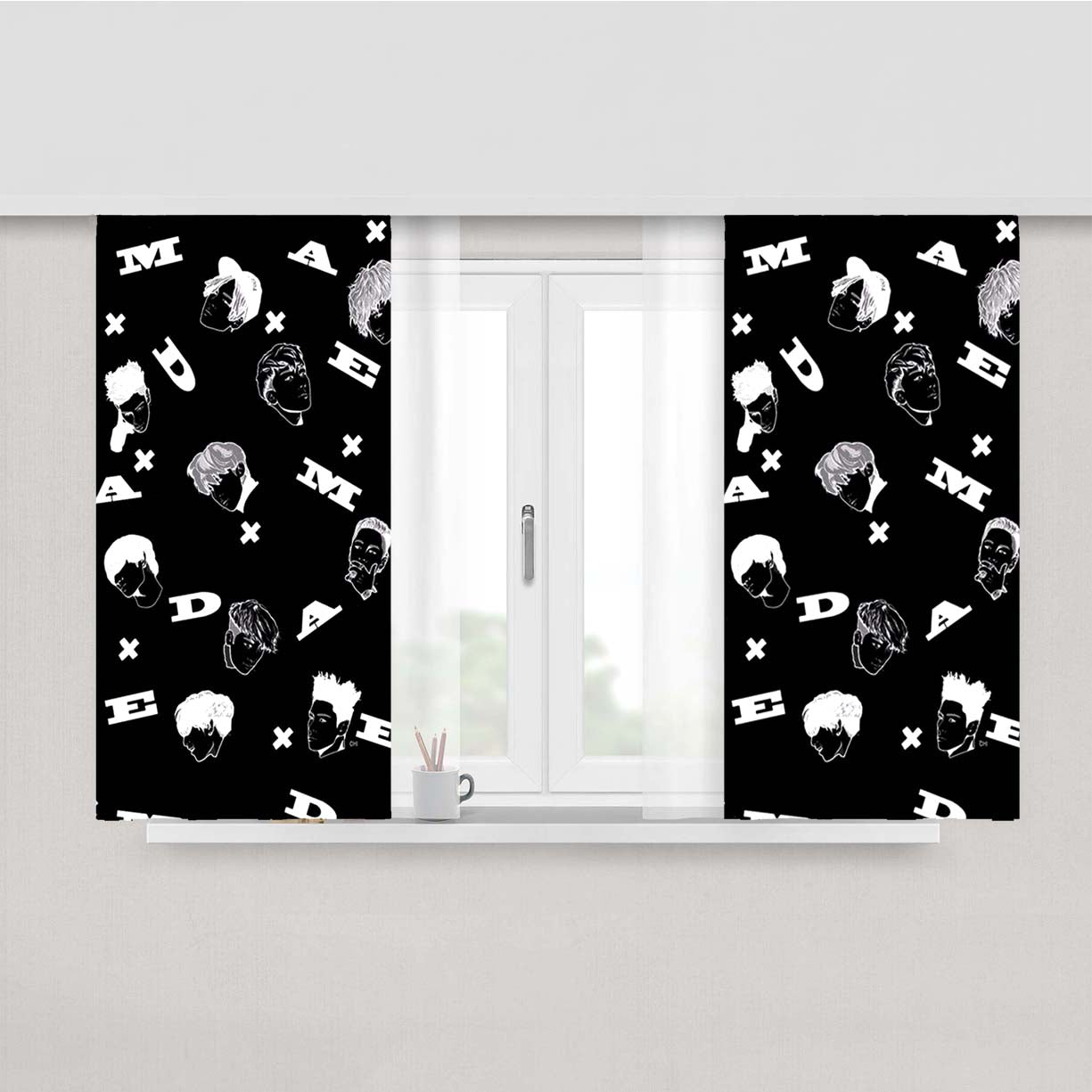 Bigbang Pattern Peach Skin Window Curtains