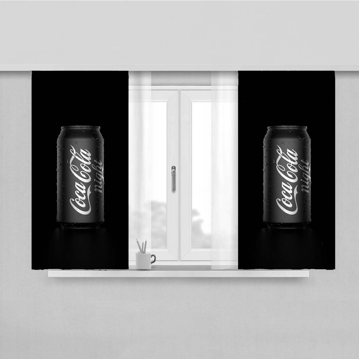 Black And White Coca Cola Peach Skin Window Curtains