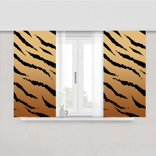 Black Brown Gradient Tiger Skin Texture Nature Pattern Peach Skin Window Curtains