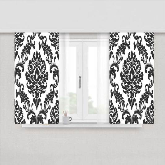Black Damask Pattern Peach Skin Window Curtains