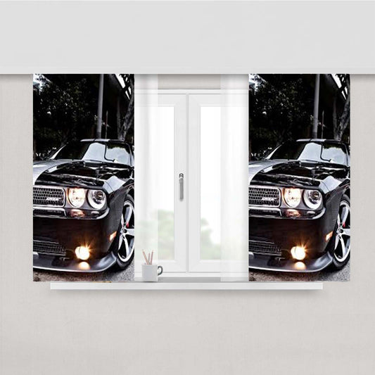 Black Dodge Challenger Peach Skin Window Curtains