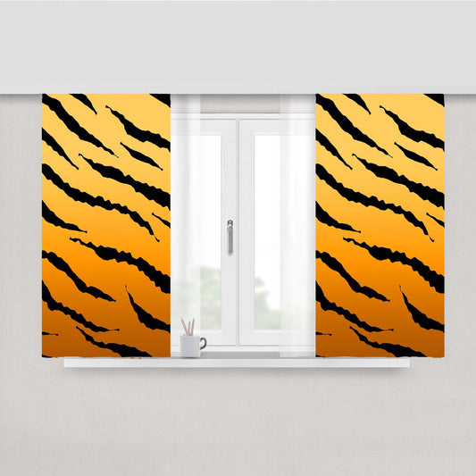 Black Orange Gradient Tiger Skin Texture Nature Pattern Art Peach Skin Window Curtains