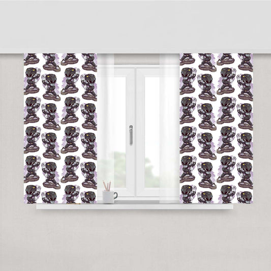 Black Ranger Power Rangers Collage Pattern Peach Skin Window Curtains