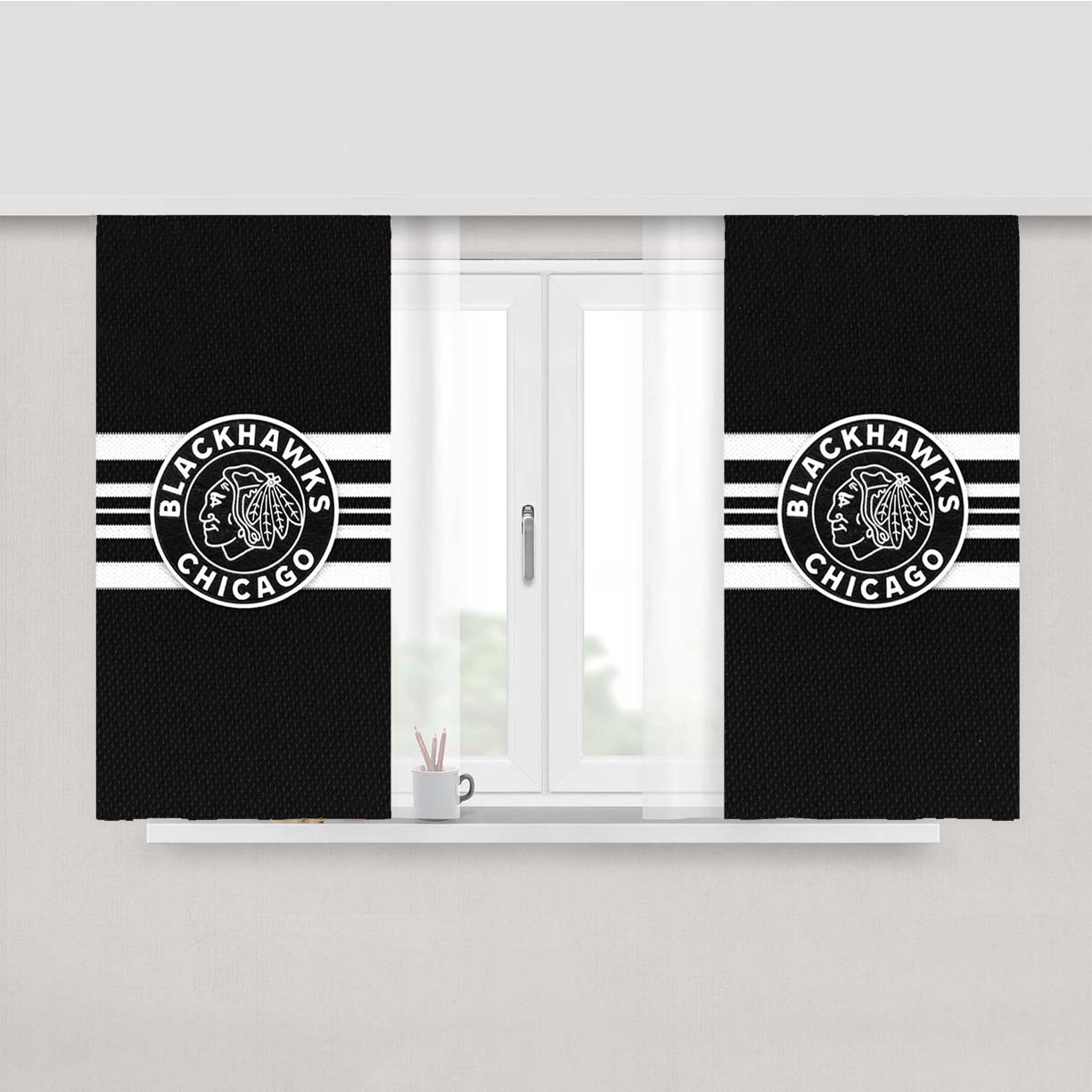 Blackhawks Chicago Peach Skin Window Curtains