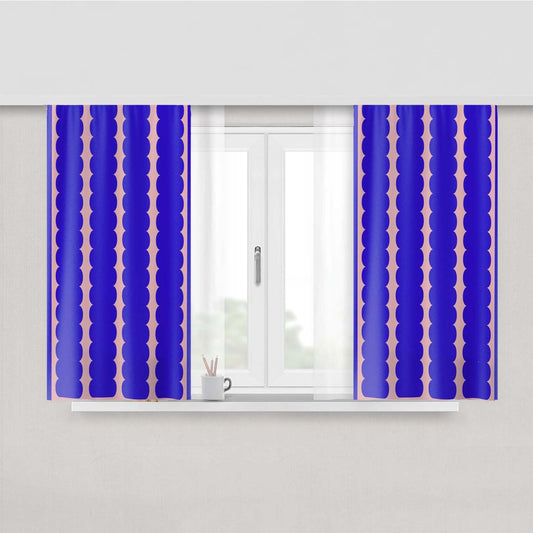 Blue Blush Cloud Patterns Peach Skin Window Curtains