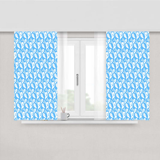 Blue Ghosts Pattern Halloween Peach Skin Window Curtains
