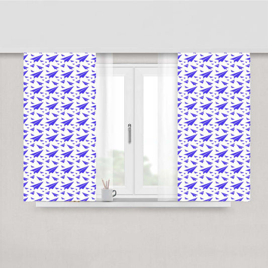 Blue Plane Art Pattern Ori Peach Skin Window Curtains