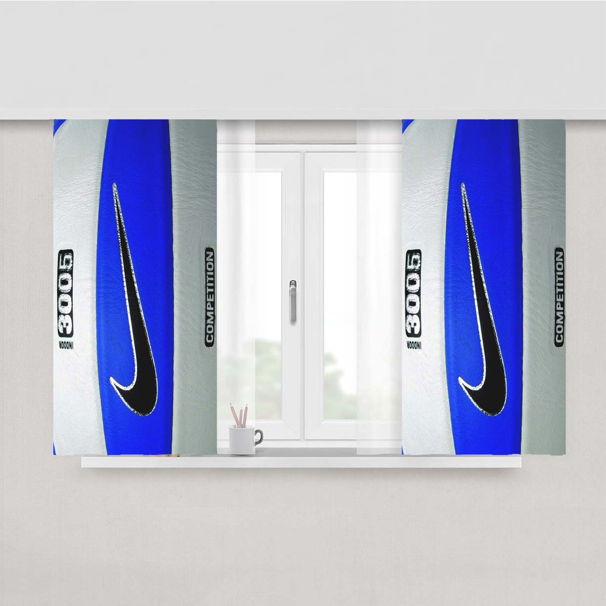 Blue Volley Ball Nike Peach Skin Window Curtains