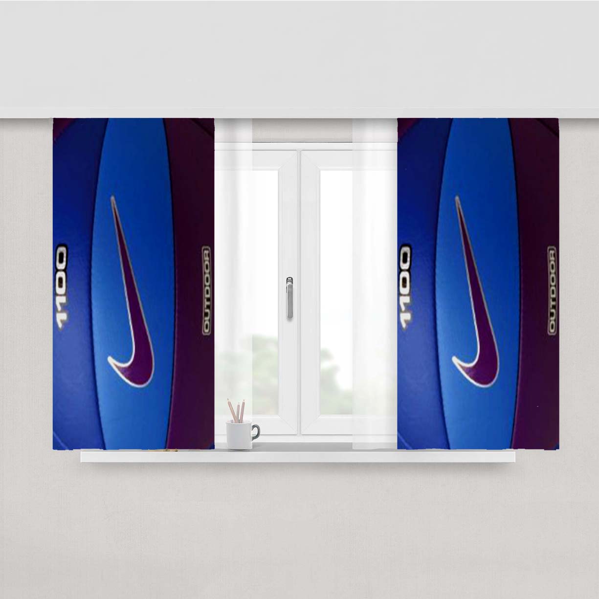 Blue Volley Ball Nike 2 Peach Skin Window Curtains