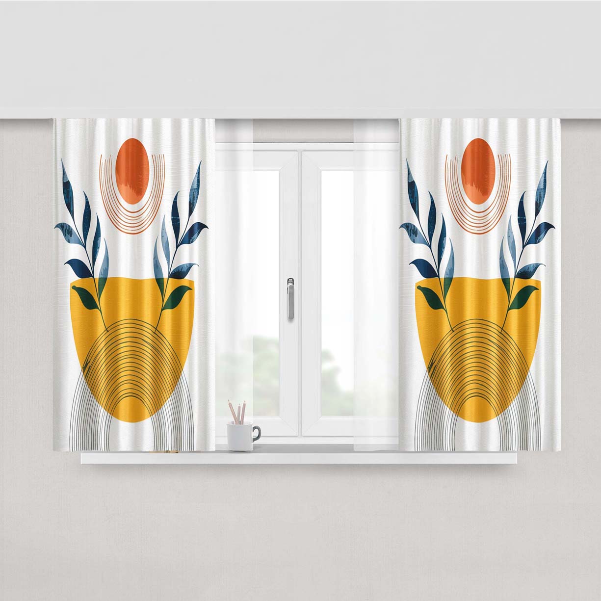 Boho Mid Century Peach Skin Window Curtains
