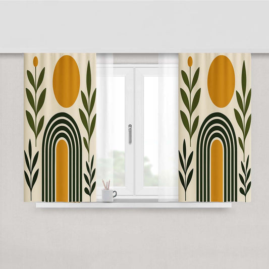 Boho Mid Century Modern Peach Skin Window Curtains