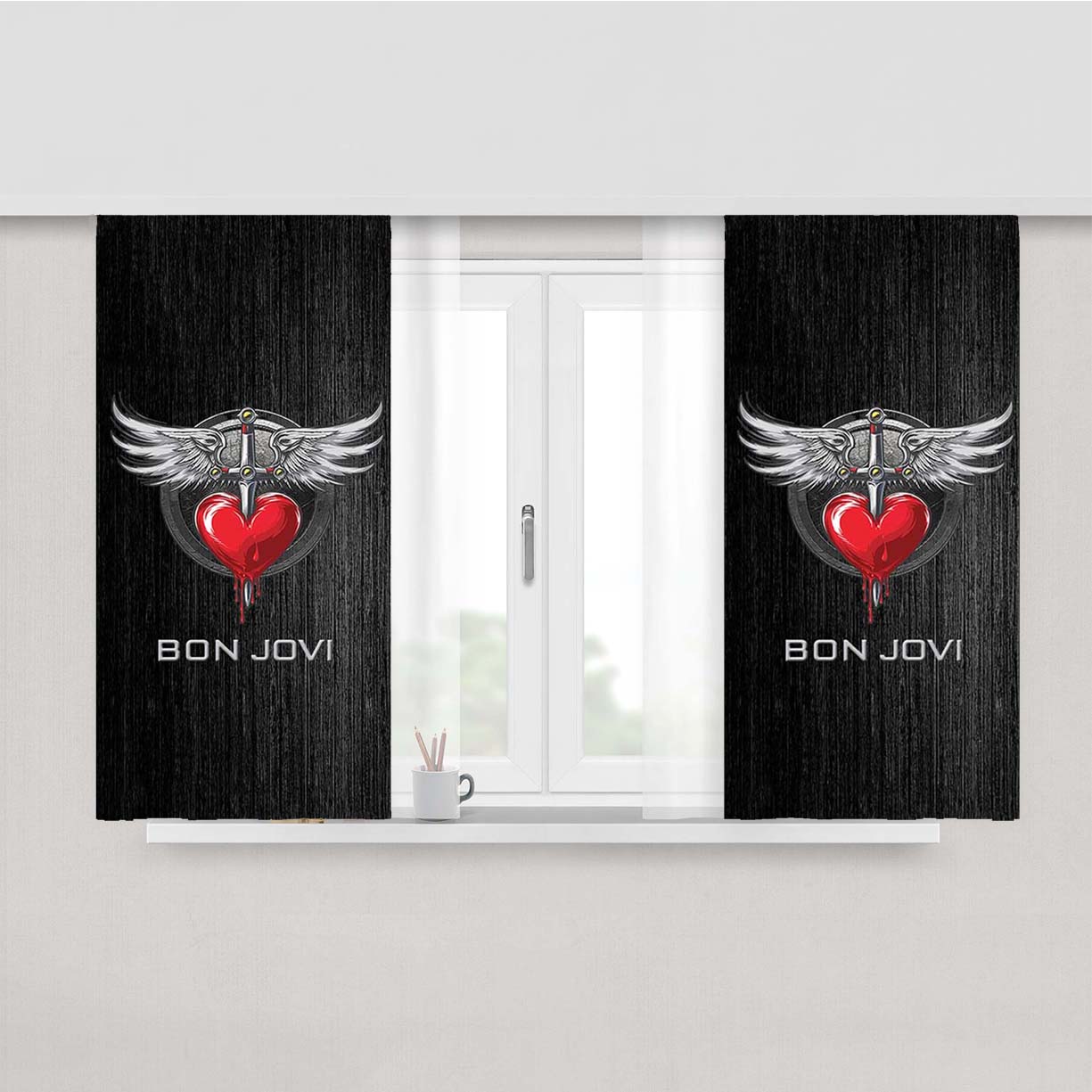 Bon Jovi Peach Skin Window Curtains