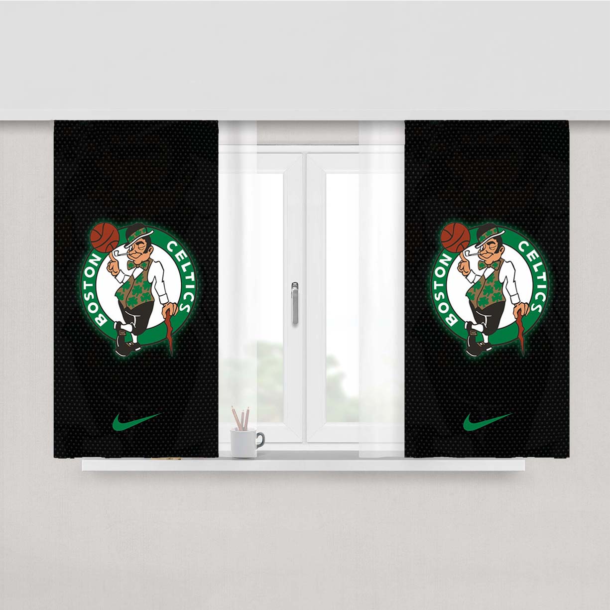 Boston Celtics Nike Carbon Peach Skin Window Curtains