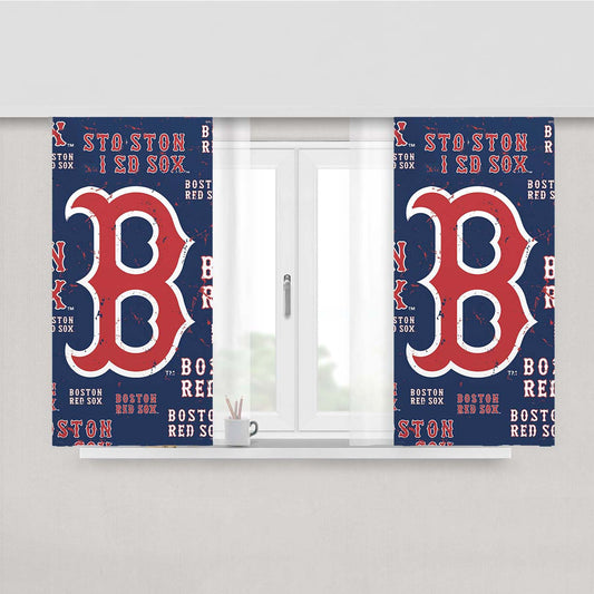 Boston Red Sox Baseball 4 Peach Skin Window Curtains