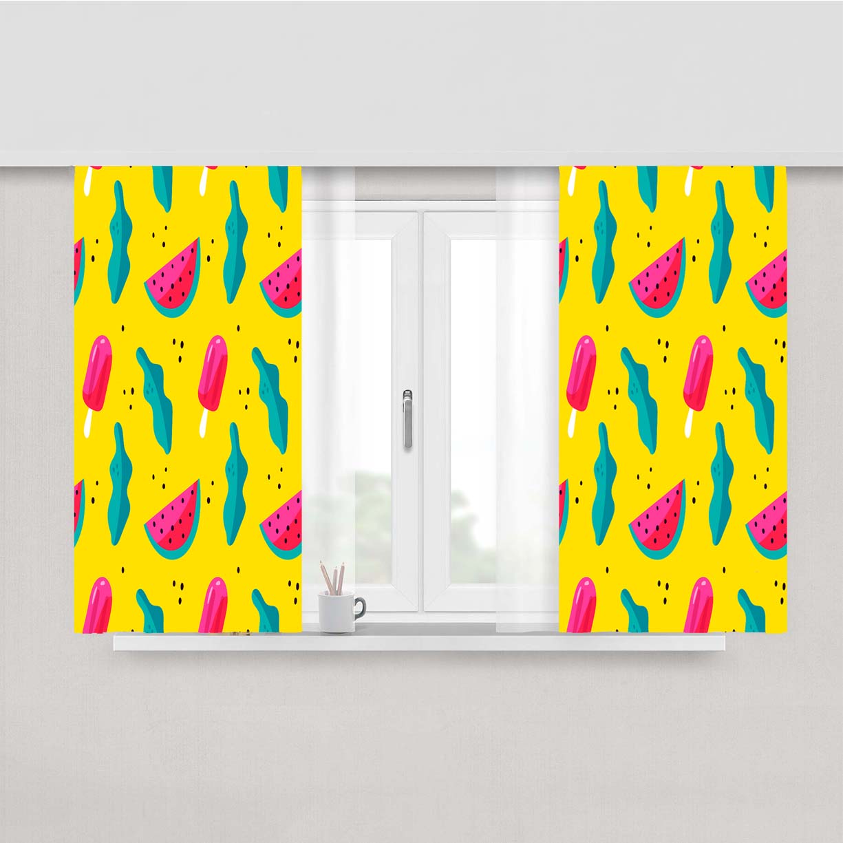 Bright Summer Patterns 01 Peach Skin Window Curtains
