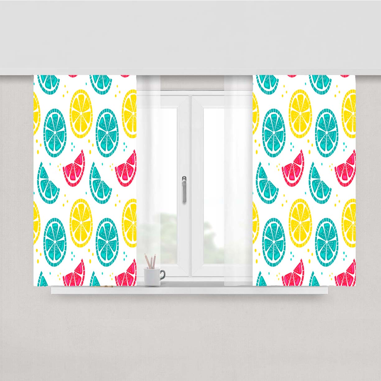 Bright Summer Patterns 02 Peach Skin Window Curtains